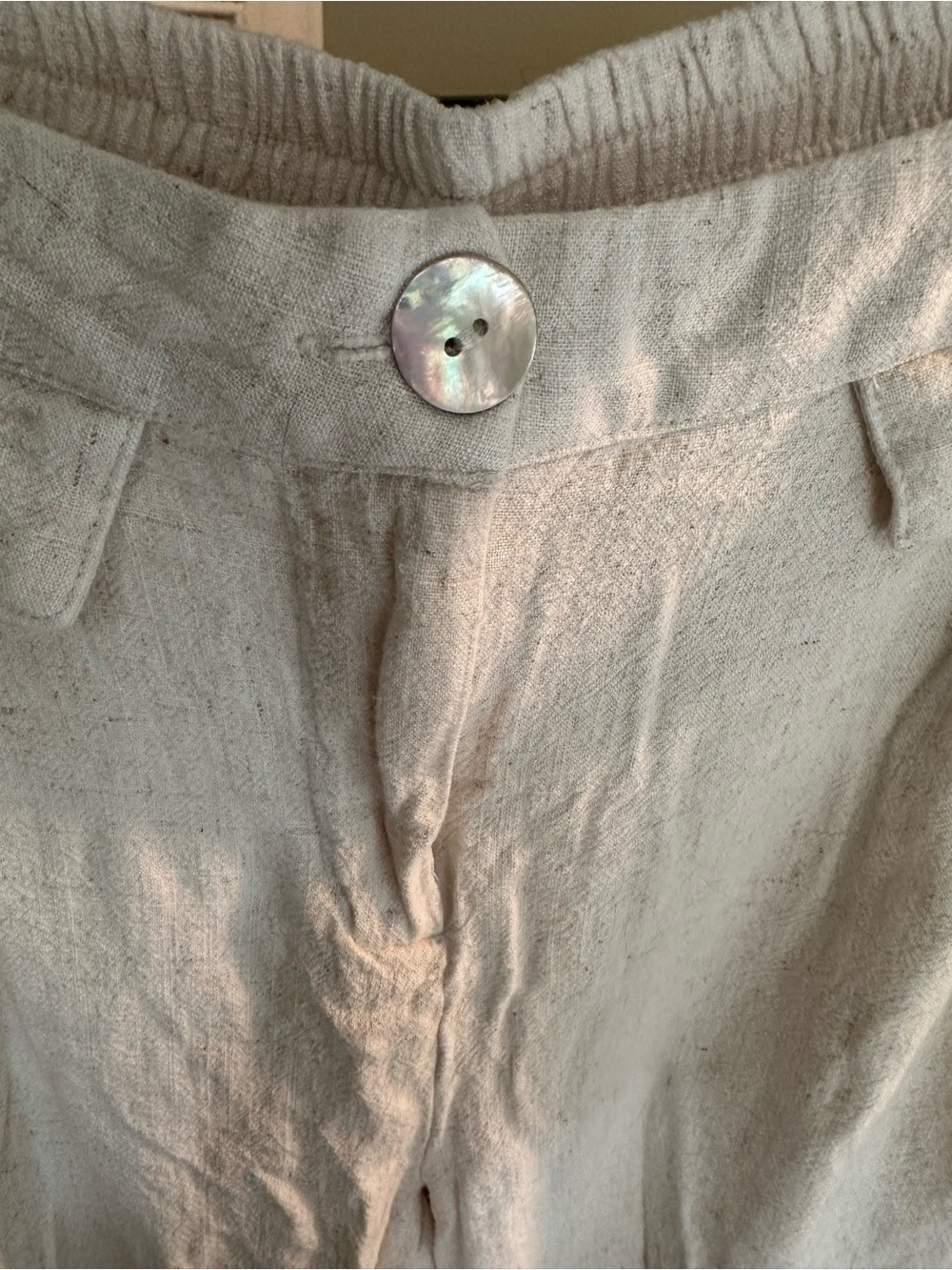 🐚 Kori Cream Relaxed Linen-Blend Trousers